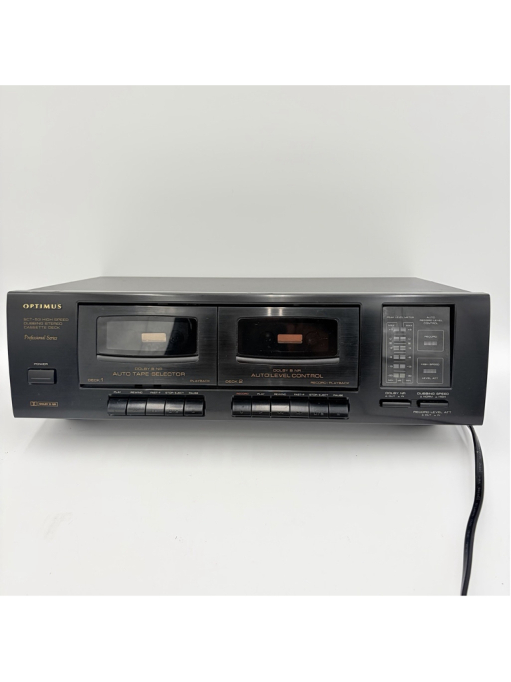 Optimus SCT-53 Dual Cassette Deck High Speed Dubbing Dolby B Powers On Untested